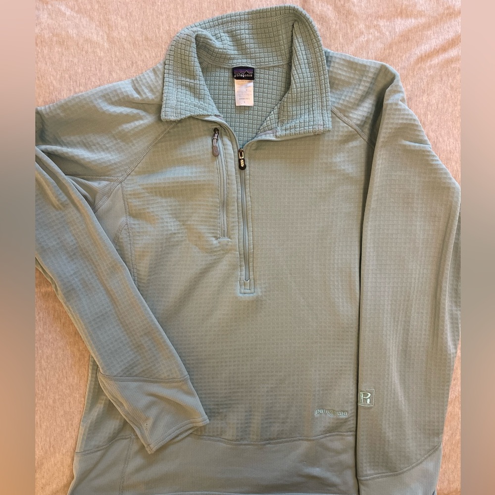 PATAGONIA Womens L R Series Quarter Zip Light Blue Pullover Fleece
